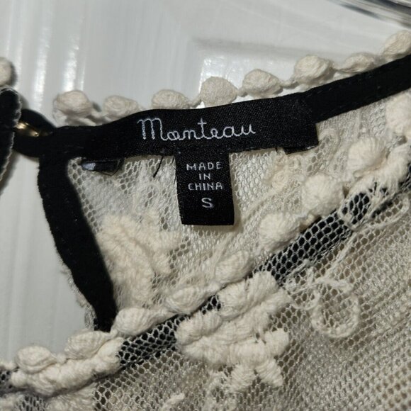 Monteau Sheer Black Ivory Sleeveless Floral Lace Tank Top Small - Picture 3 of 5